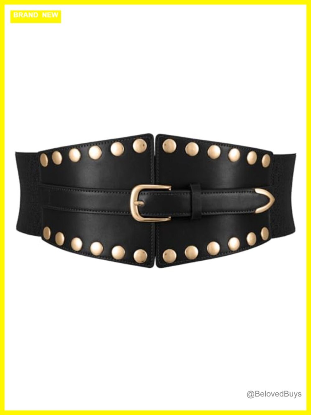 Wide Corset Elastic Waist Belt Faux Leather Punk Studded Dresses